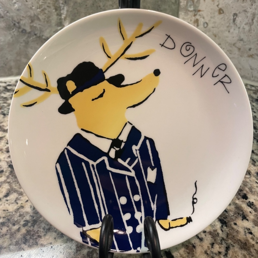 Rare Pottery Barn Reindeer Appetizer Plates - Picture 2 of 7